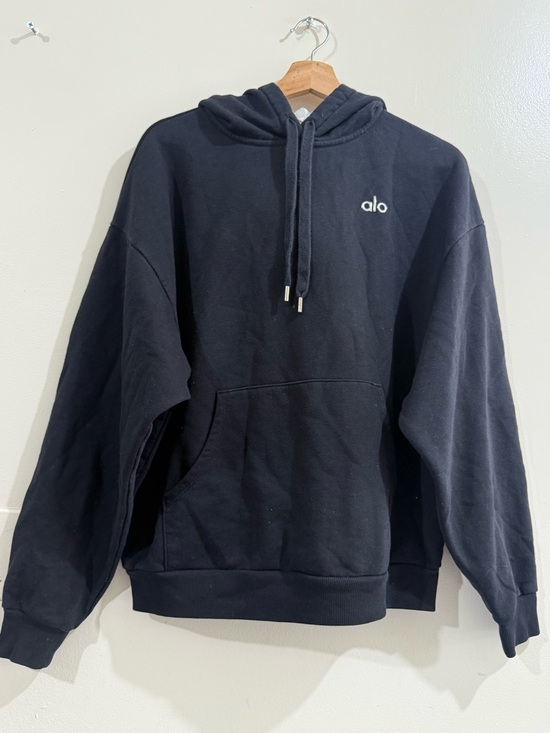 ALO Yoga Sweaters - ALO Yoga Black Pullover Hoodie with White Logo